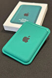 Apple Iphone Uyumlu Telefon Arkası Magsafe Silikon Cüzdan Kartlık İos 12/13/14/15/16 Ölçüleri 10x6cm - Yeşil