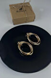Gold Rose Kaplama İç İçe Geçmeli Oval Premium Çelik Küpe