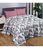 Jolly Home %100 Pamuk Doğal Çift Kişilik Pike 200x230 (Tek Pike)-Yaprak Gri