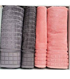 Özdilek 4 Parça Best Hamam Seti, Banyo Havlu Takımı-Graph Rose Anrasit