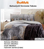 Özdilek Trendy Battaniyeli Çift Kişilik Nevresim Takımı-Golden Palm Gri
