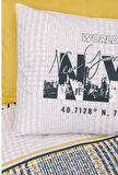 Cotton Box Genç Odası Ranforce lastikli  Çarşaflı Tek Kişilik Nevresim Takımı Worldwıde Hardal