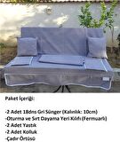 Mandaş Süngerli 3 Kişilik Salıncak Minder Seti (Pamuklu Kumaş)-Gri