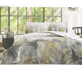 Özdilek Kapitoneli Çift Kişilik Dört Mevsim Nevresim Takımı Complete Set-Golden Palm Gri