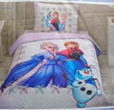 Özdilek Lisanslı Kapitoneli %100 Pamuk Tek Kişilik Çocuk Yatak Örtüsü (160x230)Frozen frosted Lila