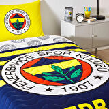 Taç Taraftar Lisanslı Pamuklu Tek Kişilik Yatak Örtüsü Seti (160x230)-Fenerbahçe Stripe