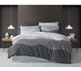 The Ecosse Çarşafı Lastikli Çift Kişilik Nevresim Takımı-Wave Gri