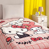 Taç Lisanslı Tek Kişilik Çocuk Battaniye (160x220)-Hello Kitty Friends Pembe
