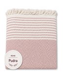 Pamuklu Kaymaz Hasır Dokuma Koltuk Örtüsü (180x220) - Pudra