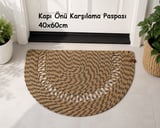 Jüt Hasır D Paspas, Kapı Önü Karşılama (40x60)-Bej Siyah Trikotlu