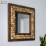 Wicker Mistik Traverten Dekoratif Ayna – 40×40 cm