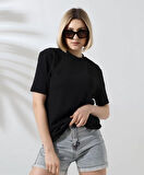 ModaSize Unisex Bisiklet Yaka Slim Fit T-Shirt - Siyah