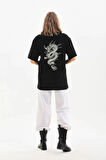 ModaSize Unisex Baskılı Oversize T-Shirt - Siyah