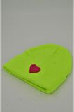 Mottomia Yılbaşı Özel Koleksiyonu Pembe Kalp Figürlü Neon Sarı Renk Unisex Erkek/Kadın Bere