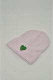 Mottomia Yılbaşı Özel Koleksiyonu Yeşil Kalp Figürlü Pembe/Pudra Renk Unisex Erkek/Kadın Bere
