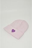 Mottomia Yılbaşı Özel Koleksiyonu Mor Kalp Figürlü Pembe/Pudra Renk Unisex Erkek/Kadın Bere