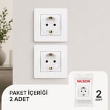 Nilson Selene Beyaz Topraklı Priz 2 Adet