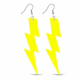 80’ler 90&amp;apos;lar Retro Neon Sarı Şimşek Küpe 10 cm (4887)