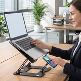 Marsilyan Notebook Standı Gümüş Alüminyum Metal Ayarlanabilir Katlanabilir Ergonomik 7-17 inç Telefon Tutuculu