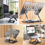 Marsilyan Notebook Standı Gümüş Alüminyum Metal Ayarlanabilir Katlanabilir Ergonomik 7-17 inç Telefon Tutuculu