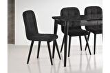 ESSEN MASA VE ETRO SANDALYE TAKIMI, SİYAH MERMER DESEN, 130x80