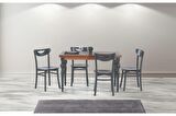 DAMLA SABİT MASA VE ALMAN SANDALYE TAKIMI, CEVİZ ANTRASİT, 125x80