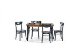 DAMLA SABİT MASA VE ALMAN SANDALYE TAKIMI, CEVİZ ANTRASİT, 125x80