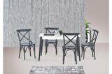 MİLANO MASA VE ÇARPI ÇITALI SANDALYE TAKIMI, BEYAZ ANTRASİT, 125x80