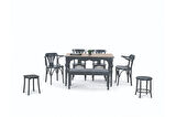 TOLEDO MASA + DEKOPAJLI SANDALYE, TABURE VE BANK TAKIMI, GRİ ANTRASİT, 125x80