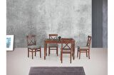ALZANDO MASA VE ÇAPRAZ DÖŞEMELİ SANDALYE TAKIMI, CEVİZ CEVİZ, 125x80