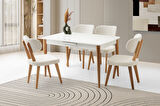 MADRİD HG MASA, SİRİUS SANDALYE, KAR BEYAZ, 130x80