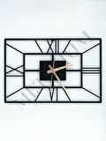 Yatay Roma Rakamlı Metal Duvar Saati 45x30cm