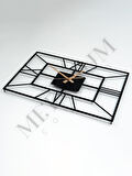 Yatay Roma Rakamlı Metal Duvar Saati 45x30cm