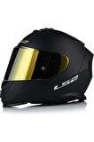 Storm 2 Mat Siyah Full Face Motosiklet Kaskı Gold Camlı