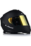 Storm 2 Mat Siyah Full Face Motosiklet Kaskı Gold Camlı