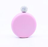 Paslanmaz Çelik Cep Matarası Taşlı Kapak - Pembe (5oz 148 ml)