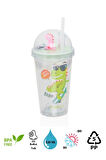 Çift Duvarlı Tumbler Pipetli Milkshake Bardağı-450 Ml