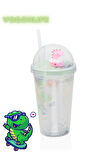 Çift Duvarlı Tumbler Pipetli Milkshake Bardağı-450 Ml