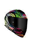 Storm 2 Power Mat Siyah-gökkuşağı Fullface Motosiklet Kaskı Siyah camlı