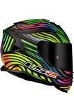 Storm 2 Power Mat Siyah-gökkuşağı Fullface Motosiklet Kaskı Siyah camlı