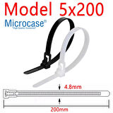 Microcase Yeniden Kullanılabilir Bağcık Kablo Eşya Sabitleme Düzenleme Bağı 20cm  10 ADET - SİYAH AL5254