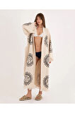 Müslin Kimono %100 Pamuklu Güneş Baskılı Desenli Bornoz Kaftan Sabahlık