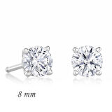 MuI MuI Gümüş Yuvarlak Tek Taş Zirkon Küpe - 8 mm.