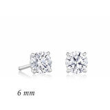 MuI MuI Gümüş Yuvarlak Tek Taş Zirkon Küpe - 6 mm.