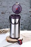 Cooker termos 4,5 lt. çelik pompalı çay termosu - su termosu mor