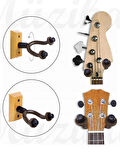 Gitar Bağlama Ukulele Duvar Askısı Standı Ahşap Yüzey + Dübel ve Vida dahil