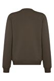 Regular Haki %100 Pamuklu Yumuşak Basic Unisex Bisiklet Yaka Kalın Düz Baskısız Sweatshirt