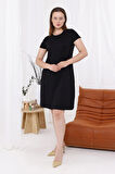 Kadın Siyah Büyük Beden Esnek Midi Elbise