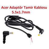 Acer Uyumlu 5.5x1.7mm Dc Kablo, Adaptör Tamir Kablosu
