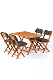 4+1 Minderli Balkon Bahçe Mutfak Bistro Set Katlanır Masa-sandalye 120x70-ANTRASİT